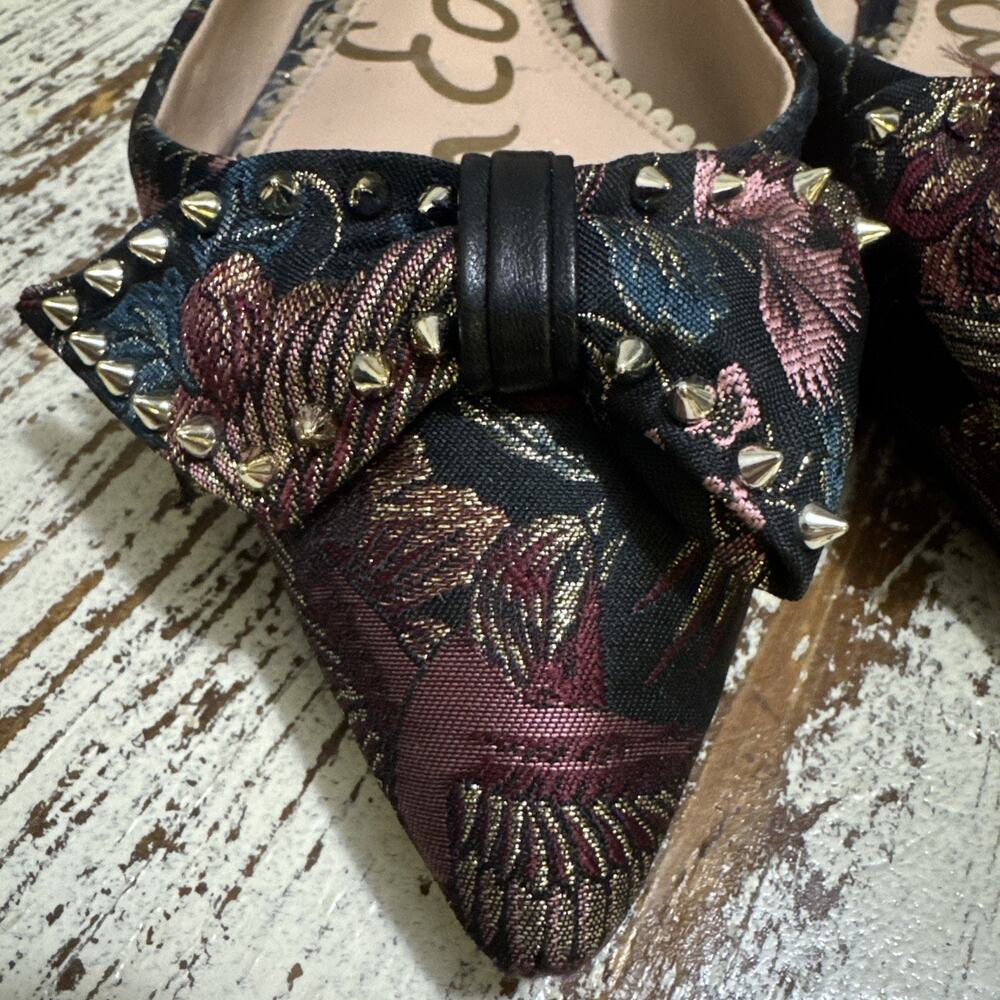 SAM EDELMAN RAISA FLORAL STUDDED FLATS WOMENS Size 8 - Picture 5 of 15
